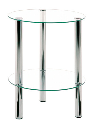Beistelltisch >Emden< in Chrom aus Stahl, Glas - 47cm (H)