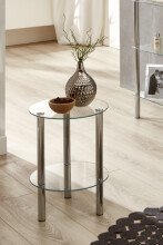 Beistelltisch >Emden< in Chrom aus Stahl, Glas - 47cm (H)