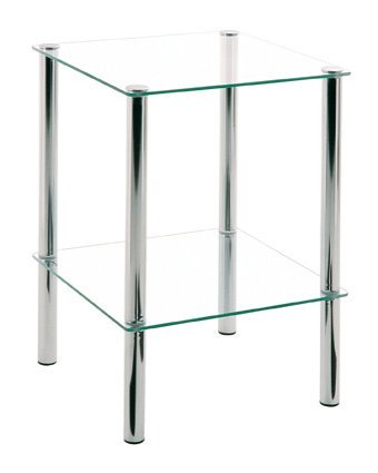 Beistelltisch >Emden< in Chrom aus Stahl, Glas - 39x47x39cm (BxHxT)