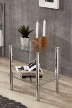 Beistelltisch >Emden< in Chrom aus Stahl, Glas - 39x47x39cm (BxHxT)