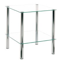 Beistelltisch >Emden< in Chrom aus Stahl, Glas -...
