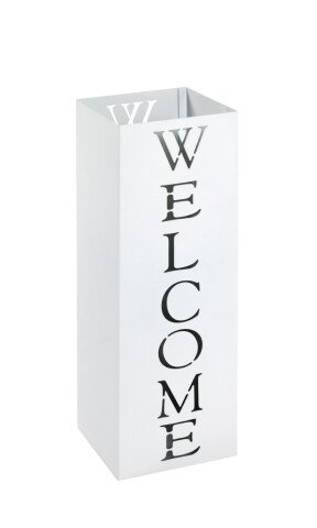 Schirmständer >Welcome< in Weiß aus Metall - 16x48x16cm (BxHxT)