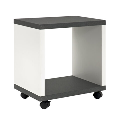 Beistellwagen >Cube< in granitoptik-weiß aus MDF - 43x48x30cm (BxHxT)