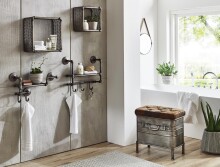 Sitzbank >Pipe< in anthrazit-braun - 51x48x34cm (BxHxT)