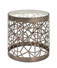 Beistelltisch in antikbronze aus Stahl, 8 mm Glas - 50cm (H)