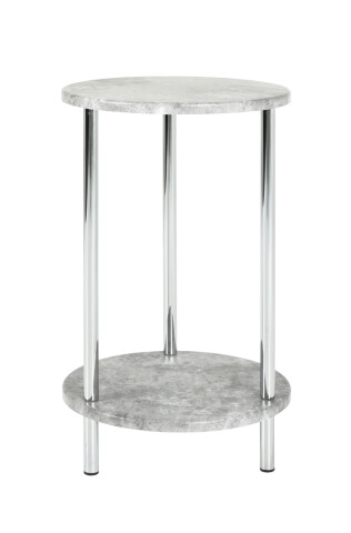 Beistelltisch >Marburg< in Betonoptik-chrom aus Stahl, MDF - 50cm (H)