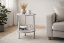 Beistelltisch >Marburg< in Betonoptik-chrom aus Stahl, MDF - 50cm (H)