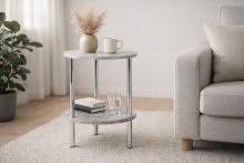 Beistelltisch >Marburg< in Betonoptik-chrom aus Stahl, MDF - 50cm (H)