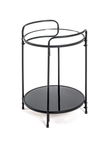 Beistelltisch >Esens< in Schwarz aus Stahlrohr, SHG 5mm, Spiegelglas - 50cm (H)