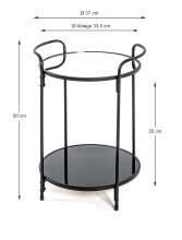 Beistelltisch >Esens< in Schwarz aus Stahlrohr, SHG 5mm, Spiegelglas - 50cm (H)