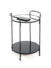 Beistelltisch >Esens< in Schwarz aus Stahlrohr, SHG 5mm, Spiegelglas - 50cm (H)