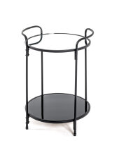 Beistelltisch >Esens< in Schwarz aus Stahlrohr, SHG 5mm, Spiegelglas - 50cm (H)