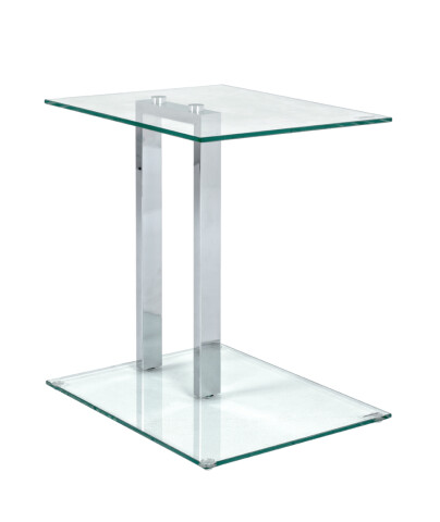 Beistelltisch >Artur< in Chrom aus Stahl, Glas 8mm - 45x50x35cm (BxHxT)