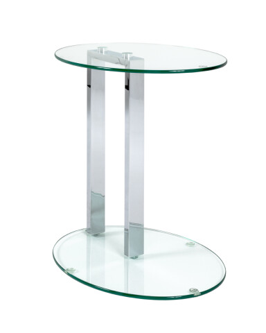 Beistelltisch >Artur< in Chrom aus Stahl, Glas 8mm - 45x50x35cm (BxHxT)