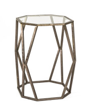 Beistelltisch in antikbronze aus Stahl, 8 mm Glas -...