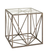 Beistelltisch in antikbronze aus Stahl, 8 mm Glas -...