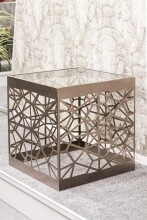 Beistelltisch in antikbronze aus Stahl, 8 mm Glas - 50x50x50cm (BxHxT)