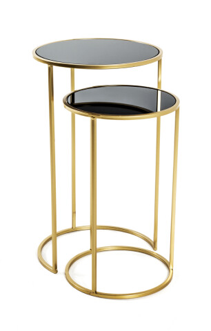 Satztisch >Cardiff 3< in gold-schwarz aus Stahlrohr, SHG 5 mm - 50/60cm (H)