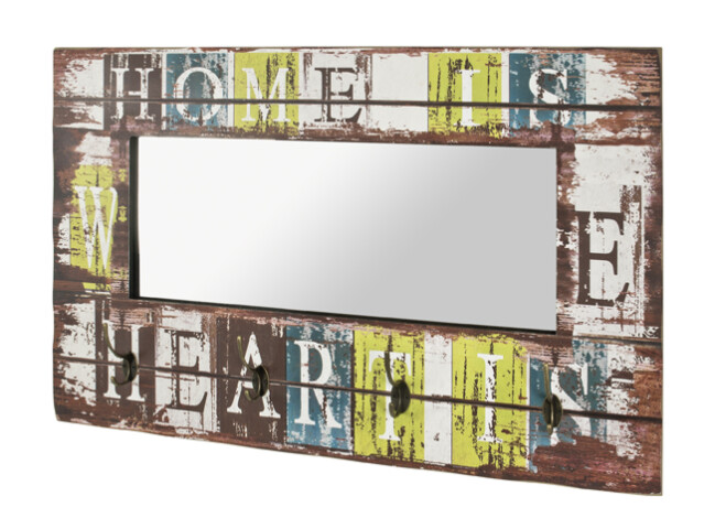 Wandgarderobe >Heart< in vintage aus MDF, Metall - 80x52x10cm (BxHxT)