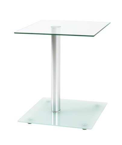 Beistelltisch >Quadro< in alu-Milch-/Klarglas - 40x52x40 (BxHxT)