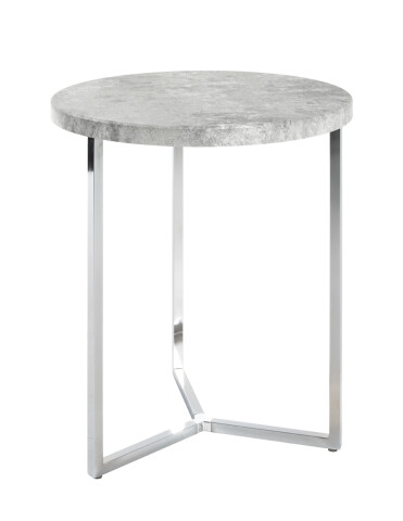 Beistelltisch >Elias< in chrom-Betonoptik aus Stahlrohr, MDF - 54cm (H)