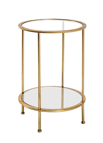 Beistelltisch in gold aus Stahlrohr, Spiegelglas, SHG 5 mm - 55cm (H)