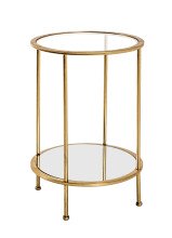 Beistelltisch in gold aus Stahlrohr, Spiegelglas, SHG 5...