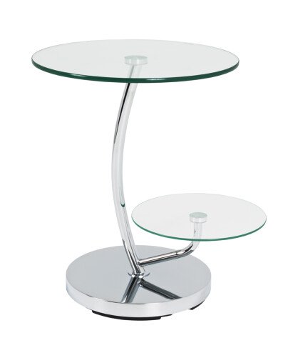 Beistelltisch >Veit< in Chrom aus Metall, Glas 10 und 5 mm - 55cm (H)