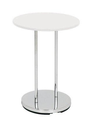 Beistelltisch >Lupus< in chrom-weiß aus Stahl, MDF - 55cm (H)