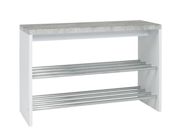 Sitzbank >Martin< in Betonoptik-weiß-chrom aus MDF, Stahl - 81x55x30cm (BxHxT)