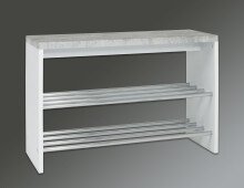 Sitzbank >Martin< in Betonoptik-weiß-chrom aus MDF, Stahl - 81x55x30cm (BxHxT)