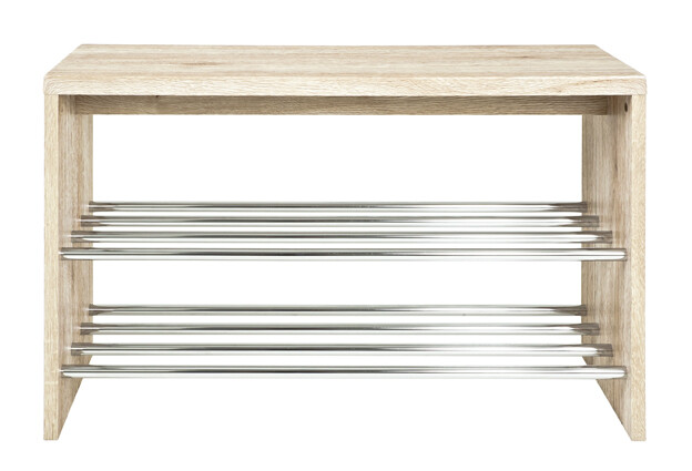 Sitzbank >Martin< in eiche San Remo-chrom aus MDF, Stahl - 81x55x30cm (BxHxT)