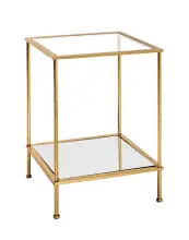 Beistelltisch in gold aus Stahlrohr, Spiegelglas, SHG 5...