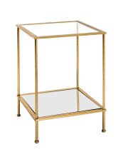 Beistelltisch in gold aus Stahlrohr, Spiegelglas, SHG 5...