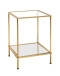 Beistelltisch in gold aus Stahlrohr, Spiegelglas, SHG 5 mm - 39x55x39cm (BxHxT)