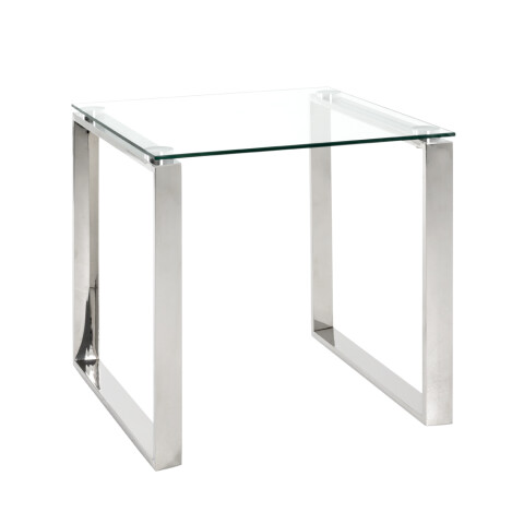 Beistelltisch >David 3< in Edelstahl aus Edelstahl, Glas 8 mm - 55x55x55 (BxHxT)
