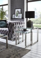 Beistelltisch >David 3< in Edelstahl aus Edelstahl, Glas 8 mm - 55x55x55 (BxHxT)