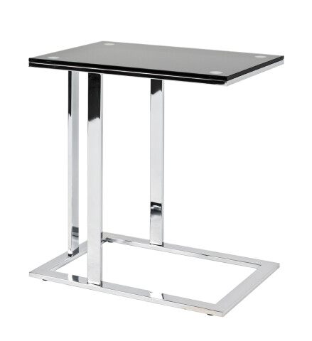 Beistelltisch >Viero< in chrom-schwarz aus Metall, Glas 10 mm - 54x58x37 (BxHxT)