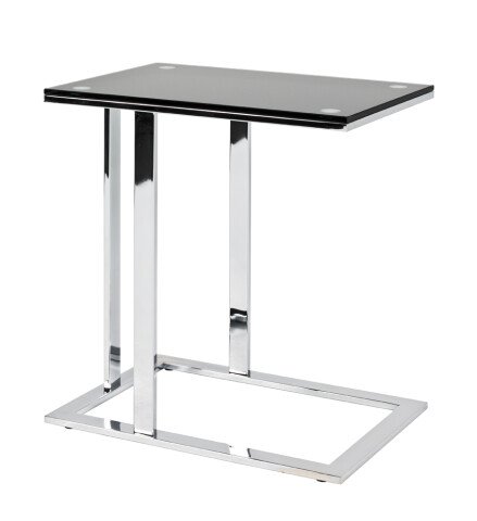 Beistelltisch >Viero< in chrom-schwarz aus Metall, Glas 10 mm - 54x58x37 (BxHxT)