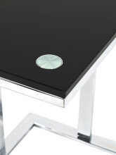 Beistelltisch >Viero< in chrom-schwarz aus Metall, Glas 10 mm - 54x58x37 (BxHxT)
