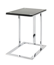 Beistelltisch >Viero< in chrom-schwarz aus Metall, Glas 10 mm - 54x58x37 (BxHxT)