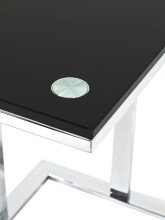 Beistelltisch >Viero< in chrom-schwarz aus Metall, Glas 10 mm - 54x58x37 (BxHxT)
