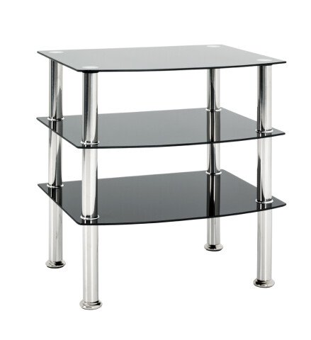 Beistelltisch in Edelstahl-schwarz aus Edelstahl, Glas 5mm - 54x59x45cm (BxHxT)