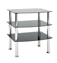 Beistelltisch in Edelstahl-schwarz aus Edelstahl, Glas...