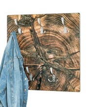 Wandgarderobe >Timber square< in natur-Edelstahloptik - 60x60x9 (BxHxT)