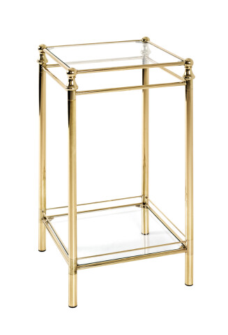 Konsole >Lambado< in vermessingt aus Stahl, Sicherheitsglas - 40x73x40cm (BxHxT)