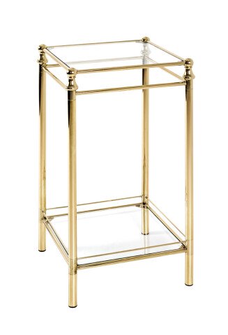 Konsole >Lambado< in vermessingt aus Stahl, Sicherheitsglas - 40x73x40cm (BxHxT)