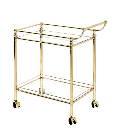 Rollwagen >Lambado< in vermessingt aus Stahl, Sicherheitsglas - 68x78x40 (BxHxT)