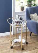 Rollwagen >Lambado< in vermessingt aus Stahl, Sicherheitsglas - 59x79x49 (BxHxT)