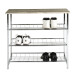 Schuhregal >Bodo< in chrom-eiche trüffel aus Stahl, MDF - 86x81x28cm (BxHxT)